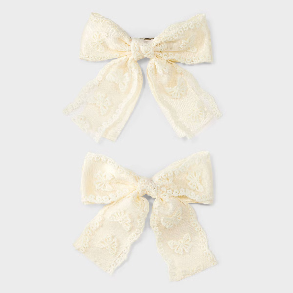 Satin Lace Bow Hair Barrette Set 2pc - Wild Fable™ Cream | Target