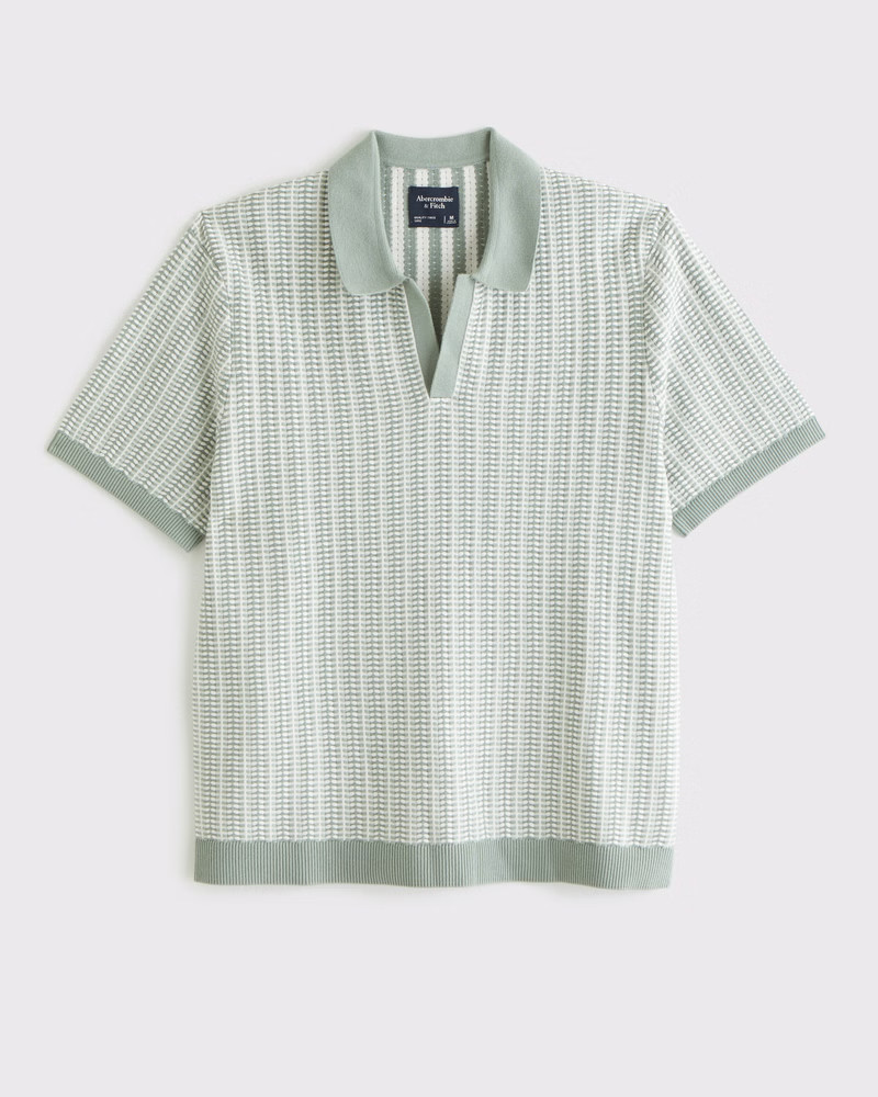 Men's Classic Tonal Stitch Johnny Collar Sweater Polo | Men's Tops | Abercrombie.com | Abercrombie & Fitch (US)