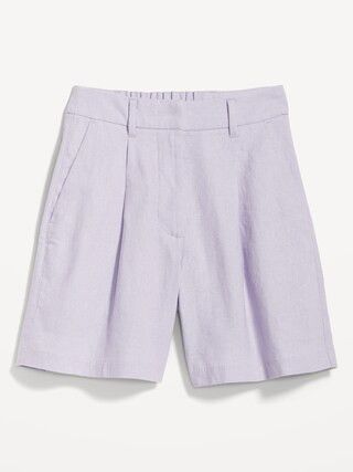Extra High-Waisted Taylor Linen-Blend Trouser Shorts for Women -- 6-inch inseam | Old Navy (US)