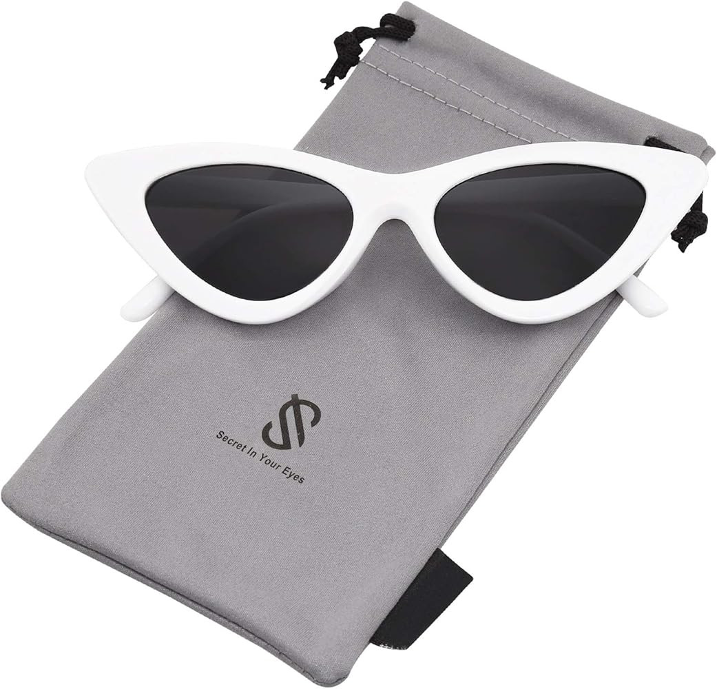 Retro Vintage Narrow Cat Eye Sunglasses for Women Clout Goggles Plastic Frame Cardi B SJ2044 | Amazon (US)