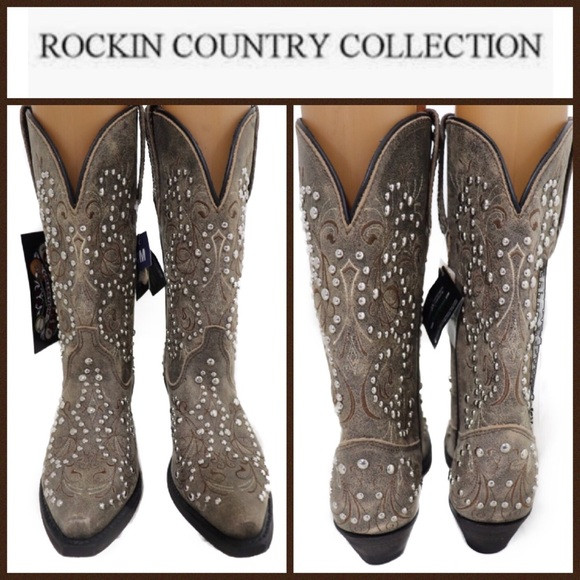 Rockin Country Coll. Embellished Cowboy Boots 7M | Poshmark