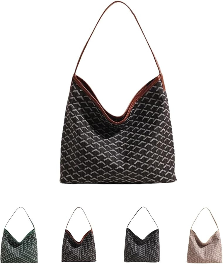 Geometric Pattern Tote Bag,Large Capacity Shoulder Handbag With Brown Trim,Large Purse Geometric ... | Amazon (US)