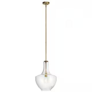 KICHLER Everly 19.75 in. 1-Light Natural Brass Transitional Kitchen Bell Pendant Hanging Light wi... | The Home Depot