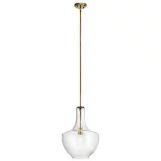 KICHLER Everly 19.75 in. 1-Light Natural Brass Transitional Kitchen Bell Pendant Hanging Light wi... | The Home Depot