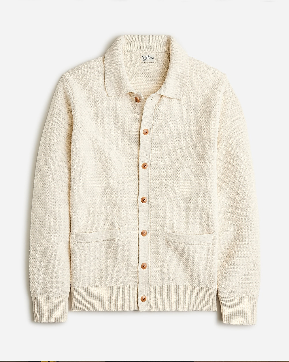Cotton tuck-stitch cardigan-polo sweater | J. Crew US
