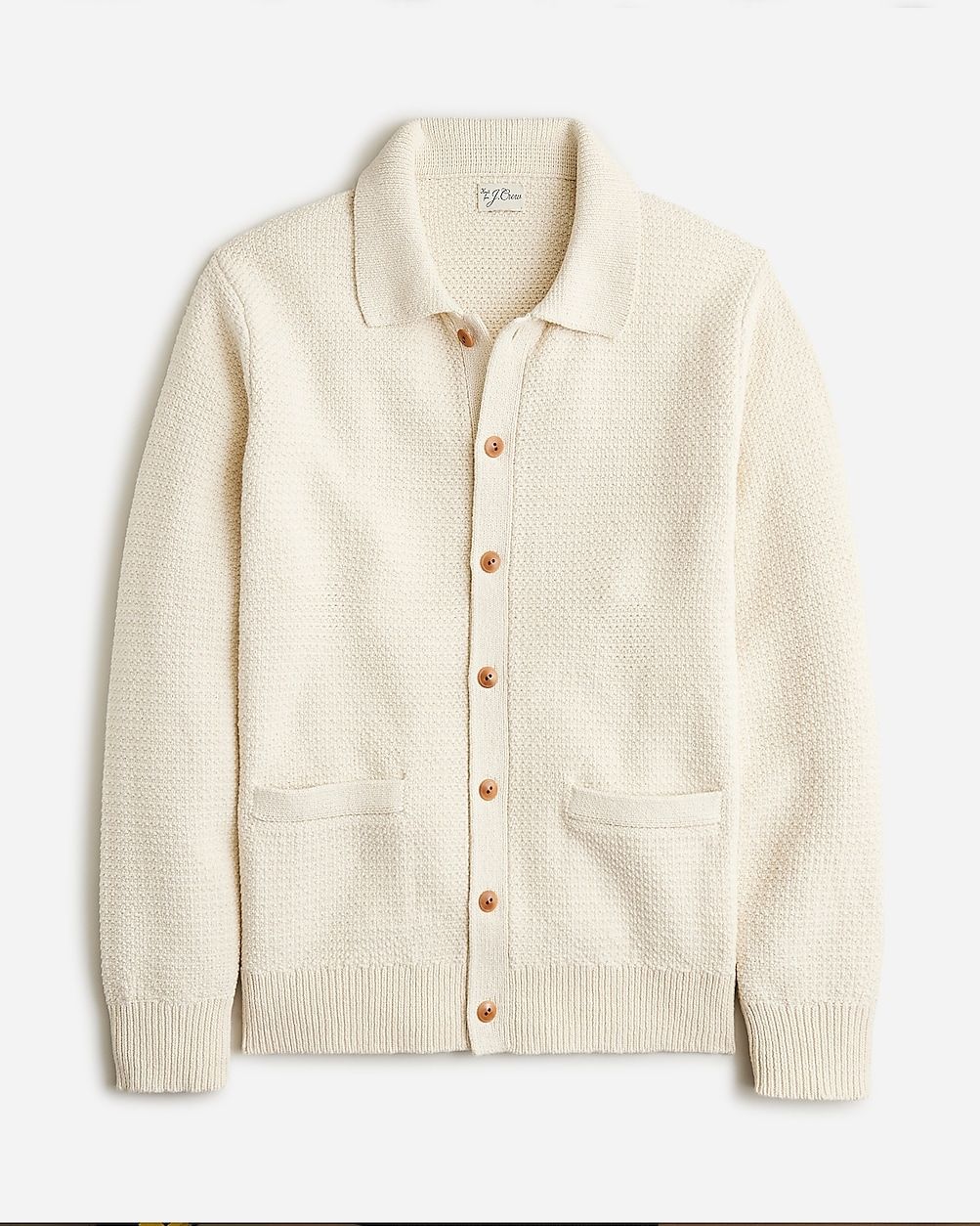 Cotton tuck-stitch cardigan-polo sweater | J.Crew US
