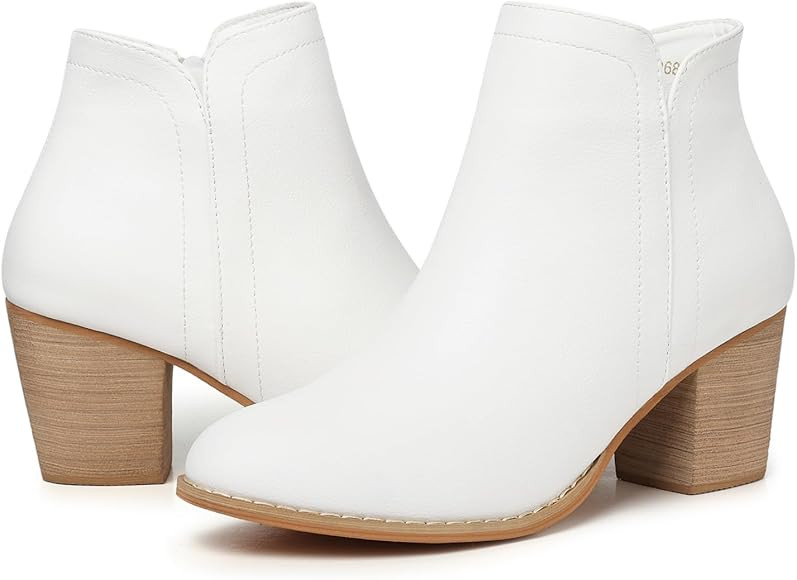 SHIBEVER Women's Ankle Boots Heel: Chunky Low Heels Almond Toe Boots Suede Side Zipper Casual Wes... | Amazon (US)