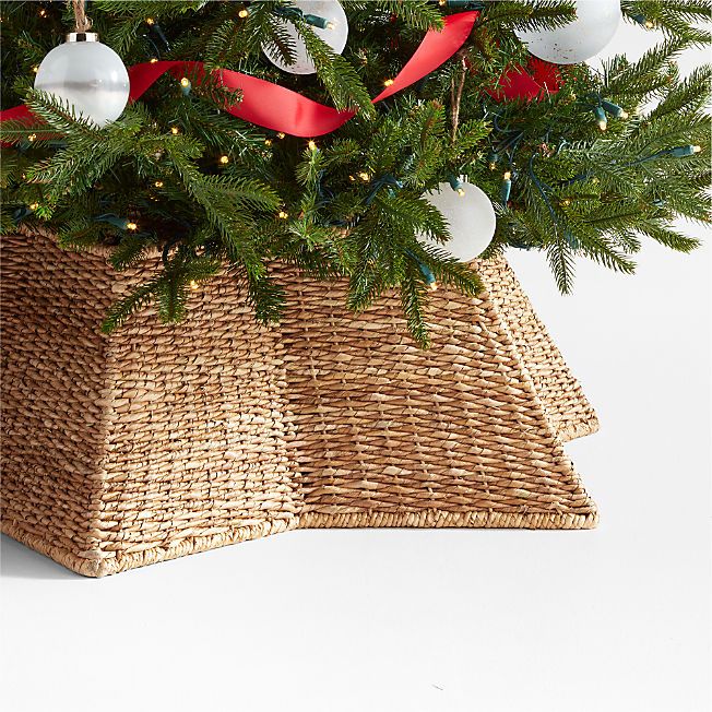 Woven Star Christmas Tree Collar | Crate & Barrel | Crate & Barrel