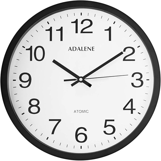 Adalene 12 Inch Large Atomic Wall Clock Analog Display - Vintage Black Wall Clock Atomic Movement... | Amazon (US)