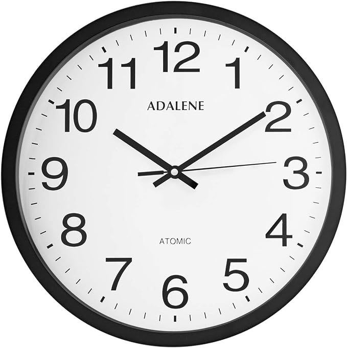 Adalene 12 Inch Large Atomic Wall Clock Analog Display - Vintage Black Wall Clock Atomic Movement... | Amazon (US)