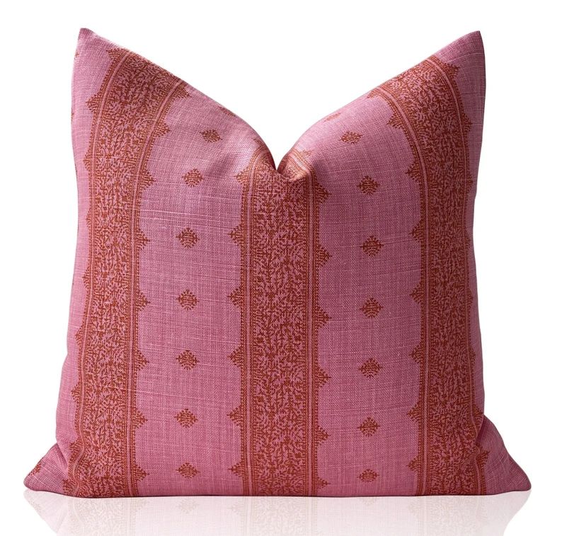 Peter Dunham Fez Pillow Cover in Pink and Orange, Designer Pillow, Sofa Pillow, Decorative Throw ... | Etsy (US)