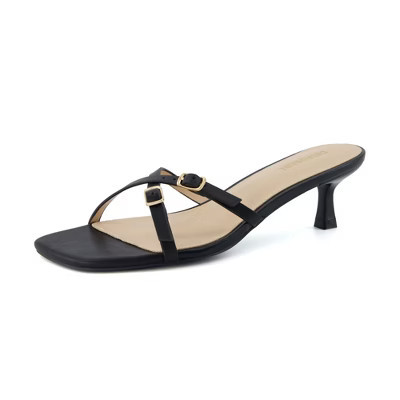 CUSHIONAIRE Women's Milan Kitten Heel Sandals +Memory Foam BLACK 6 | Target