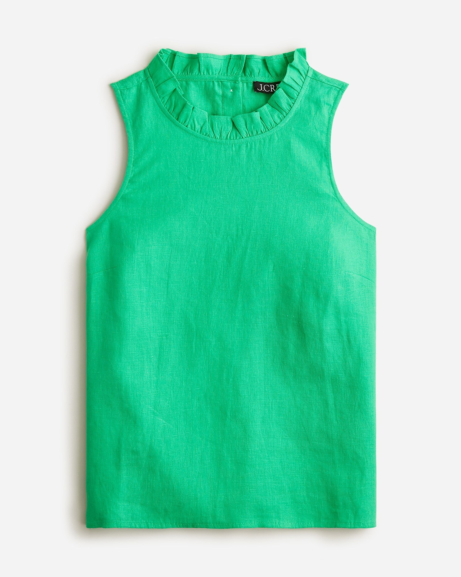 Sleeveless ruffle-trim top in linen | J. Crew US