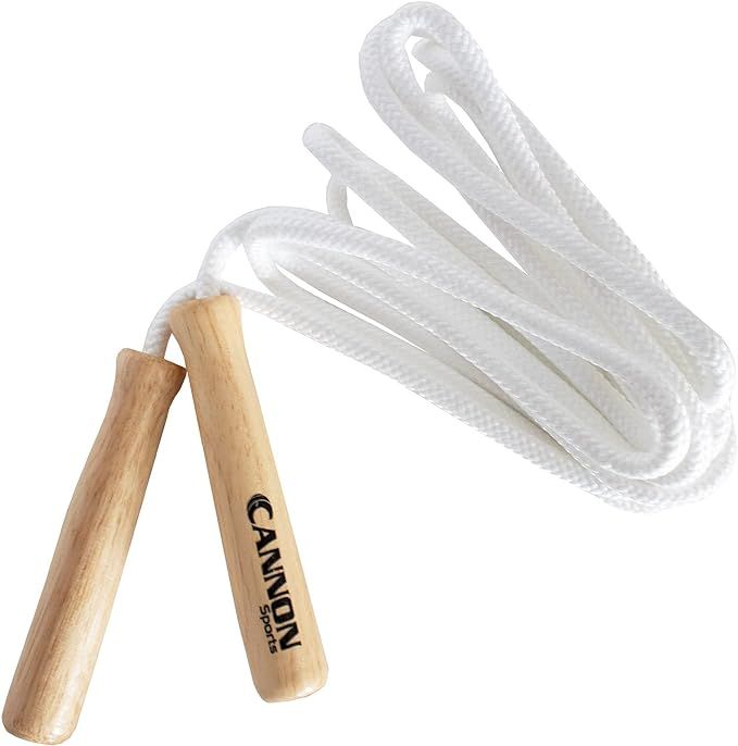 Amazon.com : Cannon Sports White Jump Ropes with Wooden Handles & Braided Polyester for Fitness, ... | Amazon (US)