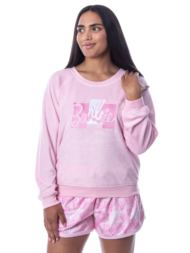 Mattel Womens' Barbie Classic Logo Sweater and Shorts Sleep Pajama Set (L) | Walmart (US)