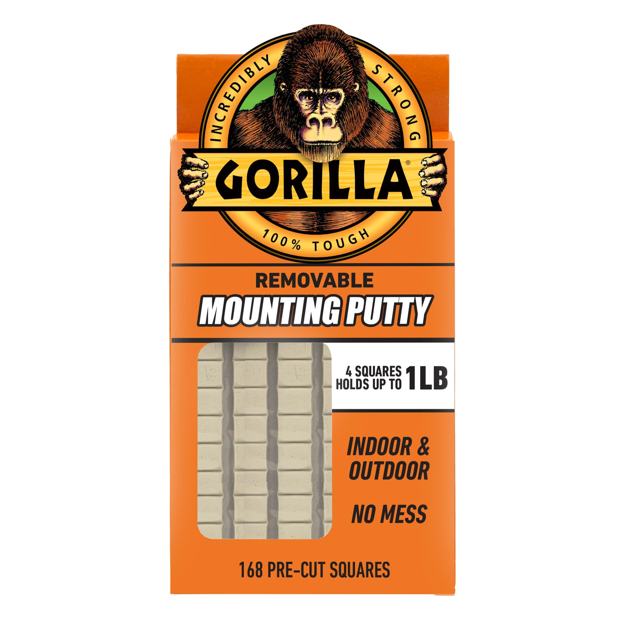Gorilla Mounting Putty, Natural Tan Color, 168 Pre-Cut Squares (Pack of 1) - Non-Toxic Removable ... | Amazon (US)