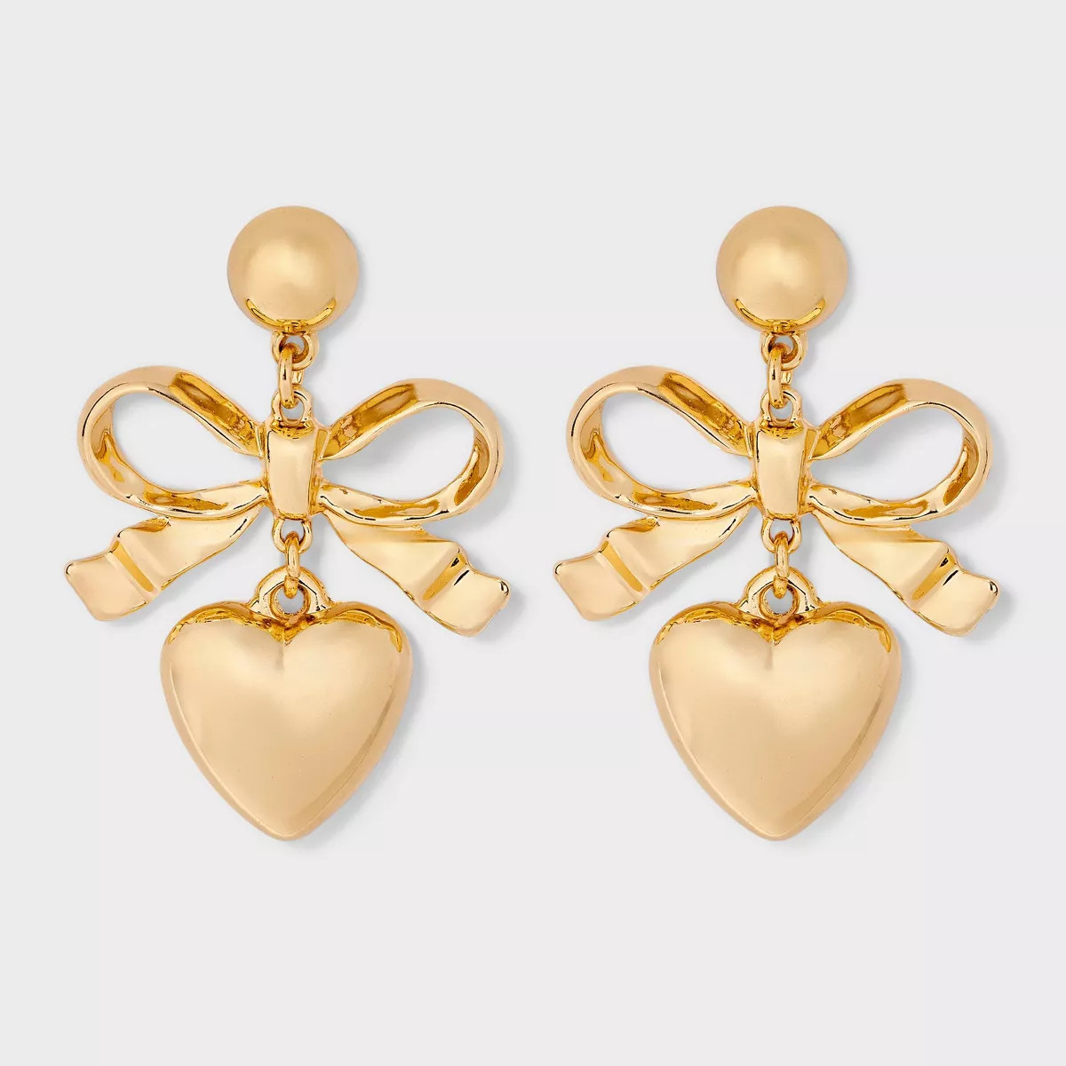Bow and Heart Drop Earrings - Wild Fable™ Gold | Target