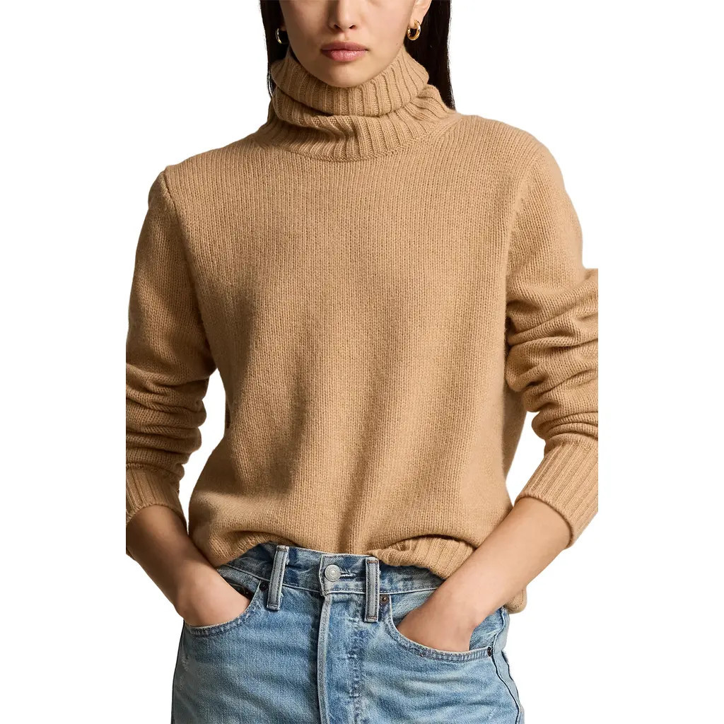 Polo Ralph Lauren Wool Turtleneck Sweater in Collection Camel Melange at Nordstrom, Size Xx-Small | Nordstrom