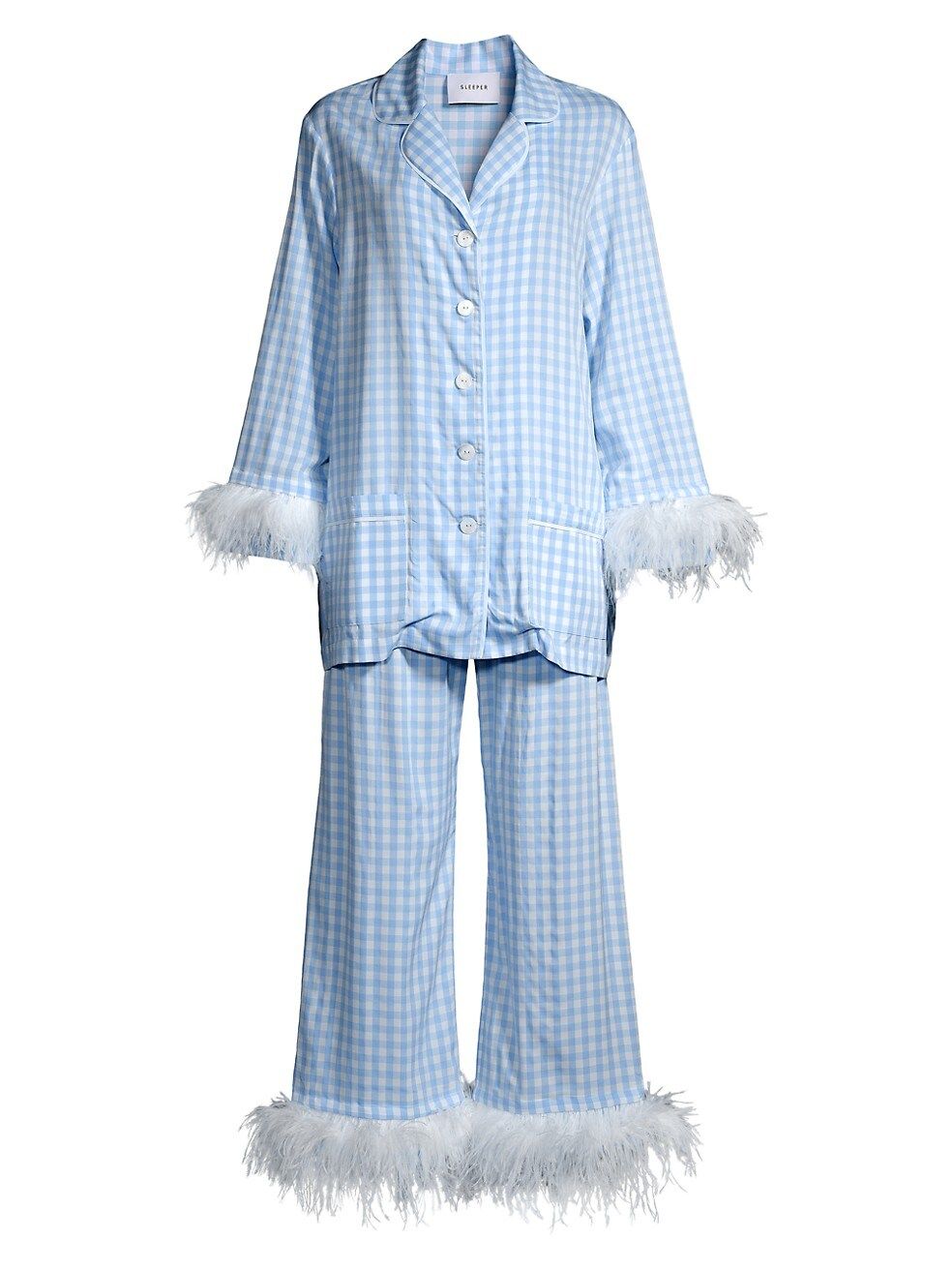 Two-Piece Party Feather-Trim Pajama Set | Saks Fifth Avenue