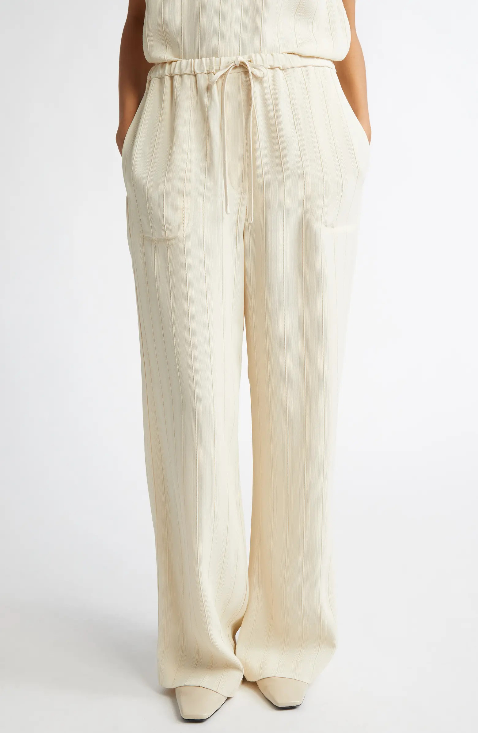 TOTEME Woven Stripe Drawstring Trousers | Nordstrom | Nordstrom