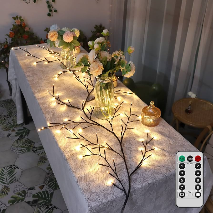 H-Wniniai Vines for Bedroom Birch Fall Garland, 6FT 18 Branches 144LED, 8 Modes Artificial Plants... | Amazon (US)