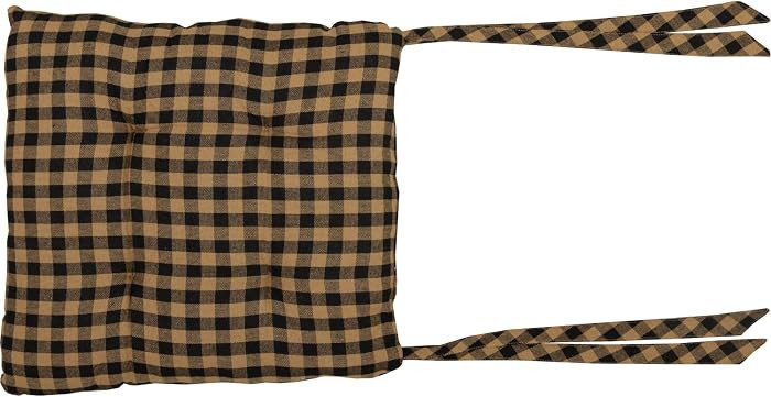 VHC Brands 14"x14" Chair Cushion for Small Dining Chairs with Ties, Black Check Plaid, Primitive ... | Amazon (US)