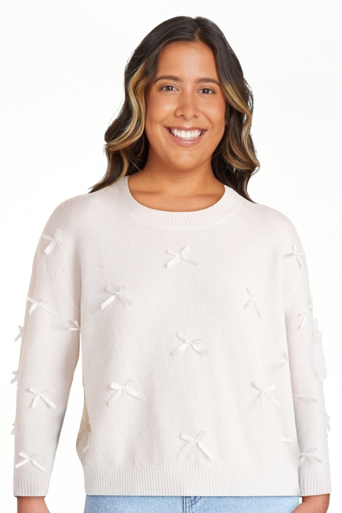 No Boundaries Bow Sweater, Lightweight, Women's | Walmart (US)