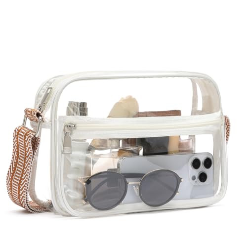 BOSTANTEN Clear Purses for Women Stadium Approved Small Crossbody Bags Trendy Clear Bags with Front Pocket for Concerts Sports White | Amazon (US)