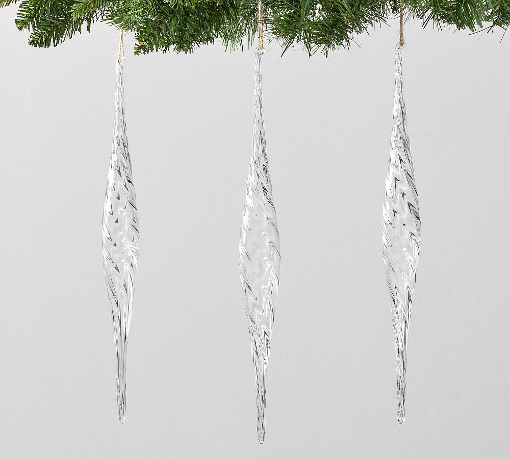 Glass Icicle Ornaments - Set of 3 | Pottery Barn (US)