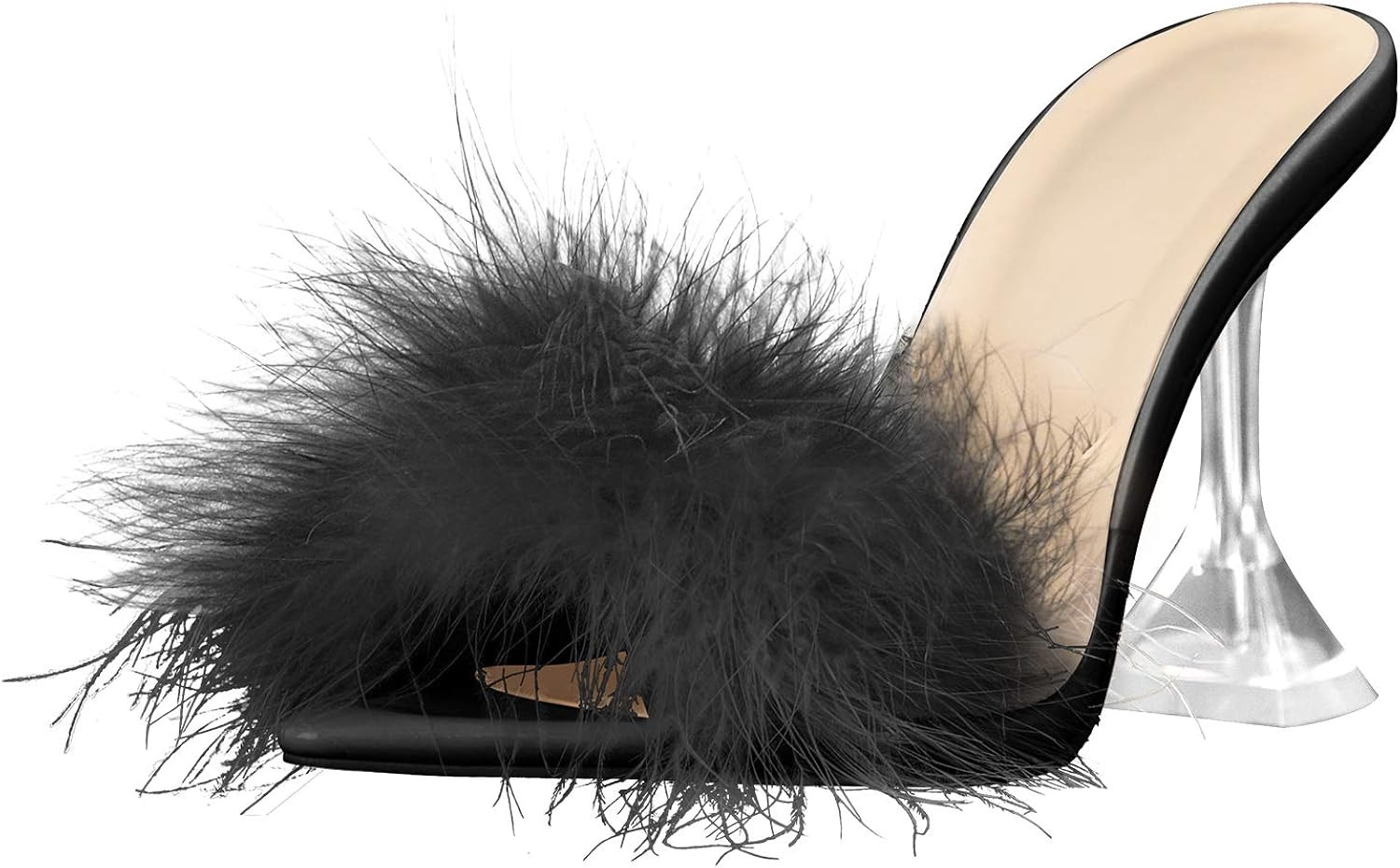 LISHAN Women's Fuzzy Slippers High Heels Sandals | Amazon (US)