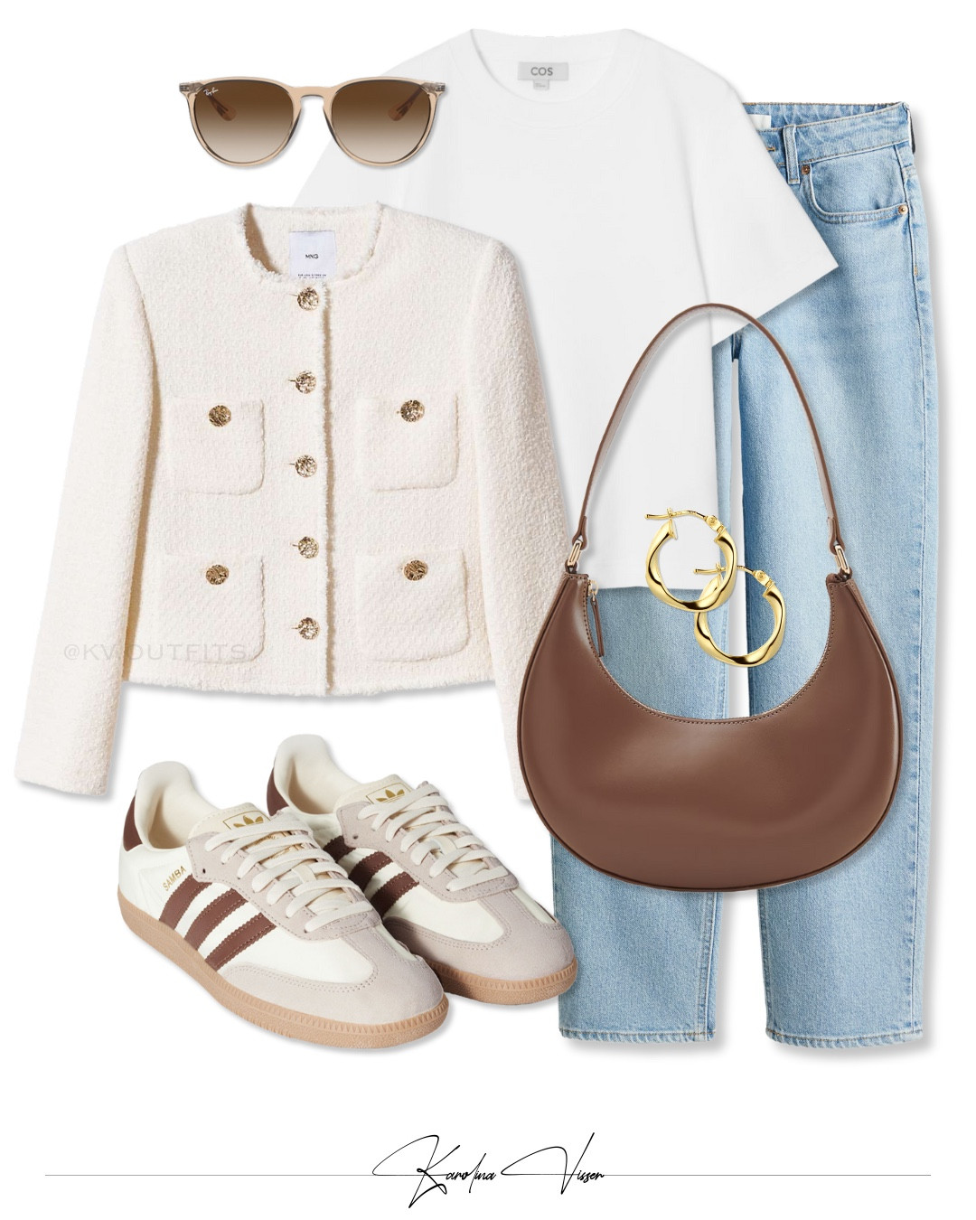OOTD Tweed & denim 🤍👖 Comment SHOP below to receive a DM with the link to shop this post on my LTK ✨

White tweed jacket, white t-shirt, light blue straight ankle jeans, beige and brown trainers, brown leather bag. 

Jacket - Mango
Top - COS
Jeans - H&M
Shoes - Adidas
Bag - Reserved
Sunglasses - Ray-Ban

Tags: white tweed jacket mango white tee basic cut t-shirt cos light blue straight ankle jeans h&m beige and brown adidas samba trainers brown leather bag reserved small gold hoop earrings beige sunglasses ray-ban summer outfit smart casual outfit daily look comfy style casualwear

#LTKworkwear #LTKsummer #LTKstyletip