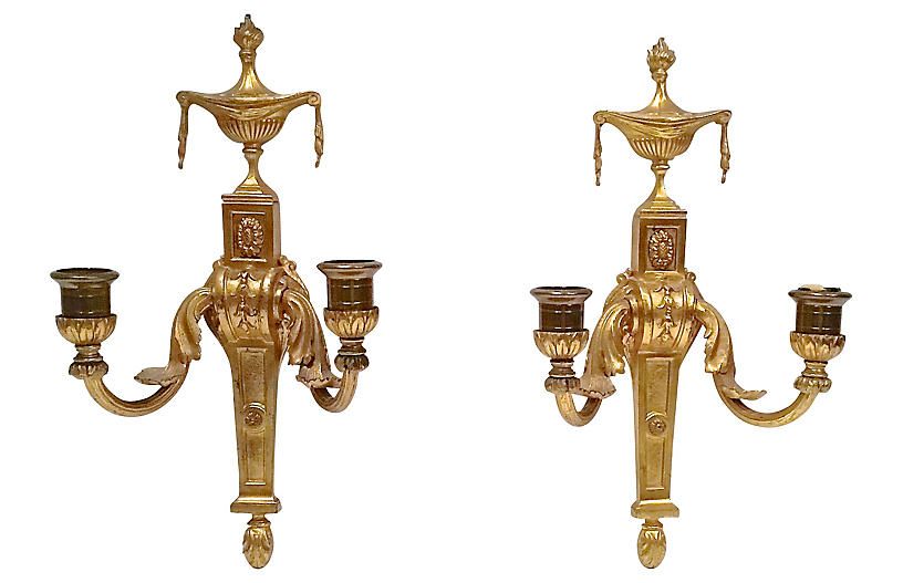 Gilt Empire Wall Candle Sconces, Pair | One Kings Lane