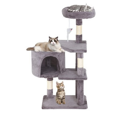 BestMassage Cat Tree 36 Inch Tall Multi-Level Cat Tower Cat Condo with Soft Plush Fabric Sisal Scratching Posts and Hanging Toys, Light Gray | Target