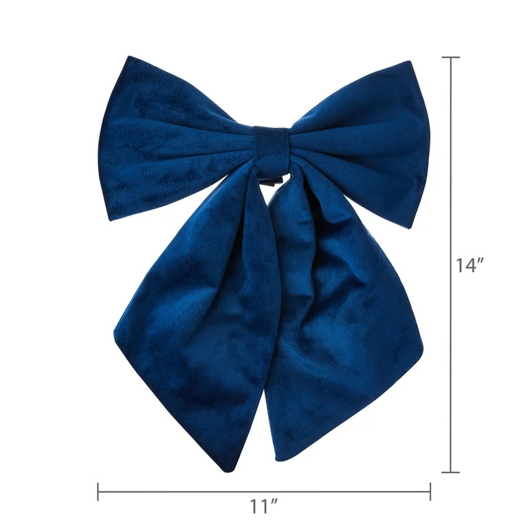 Blue Velvet Puffy Decorative Christmas Bow, 11&quot;, by Holiday Time | Walmart (US)