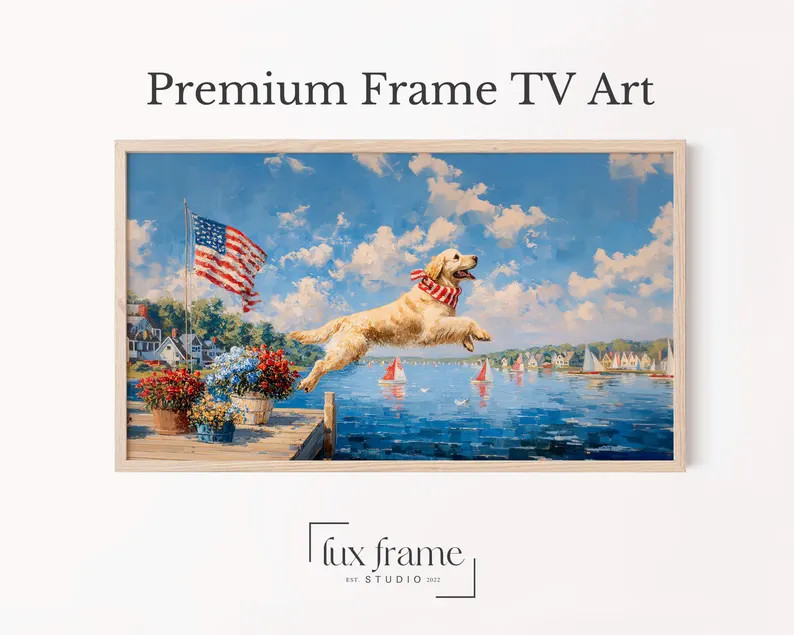 Golden Retriever Seaside 4th of July Frame TV Art (digital Download) 957 - Etsy | Etsy (Global)