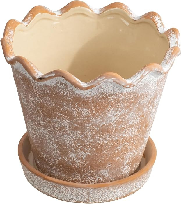 8 Inch Wave Ceramic Planter Pot, Terracotta Indoor Outdoor Decor | Amazon (US)