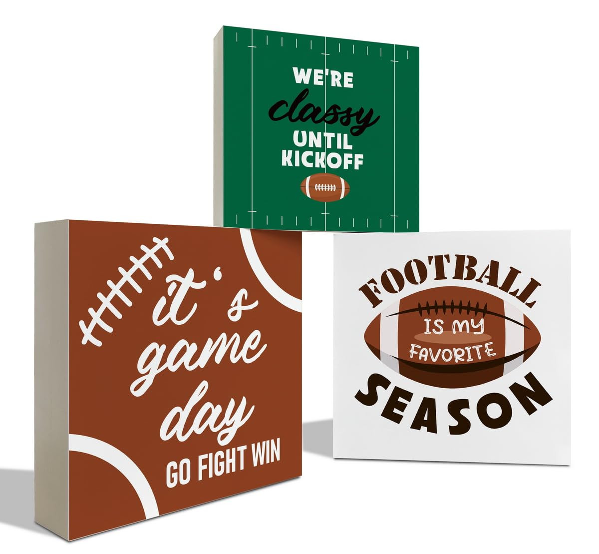 Farmhouse Wood Decor, Football Season Decor, Tiered Tray Decor, Rustic Football Game Day Sign, Fo... | Amazon (US)