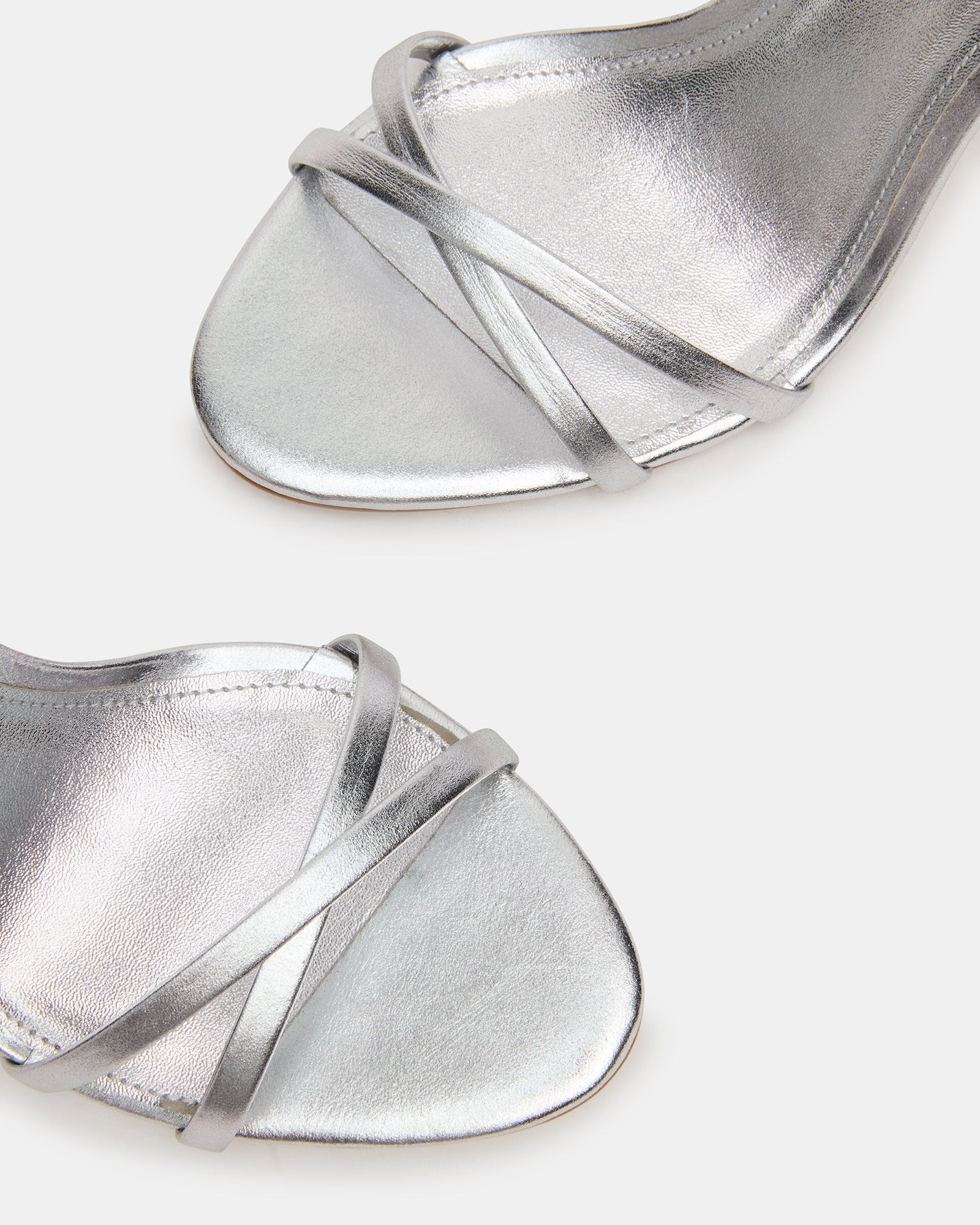 JYPSEY Silver Leather Strappy Stiletto Women's Heel | Steve Madden (US)