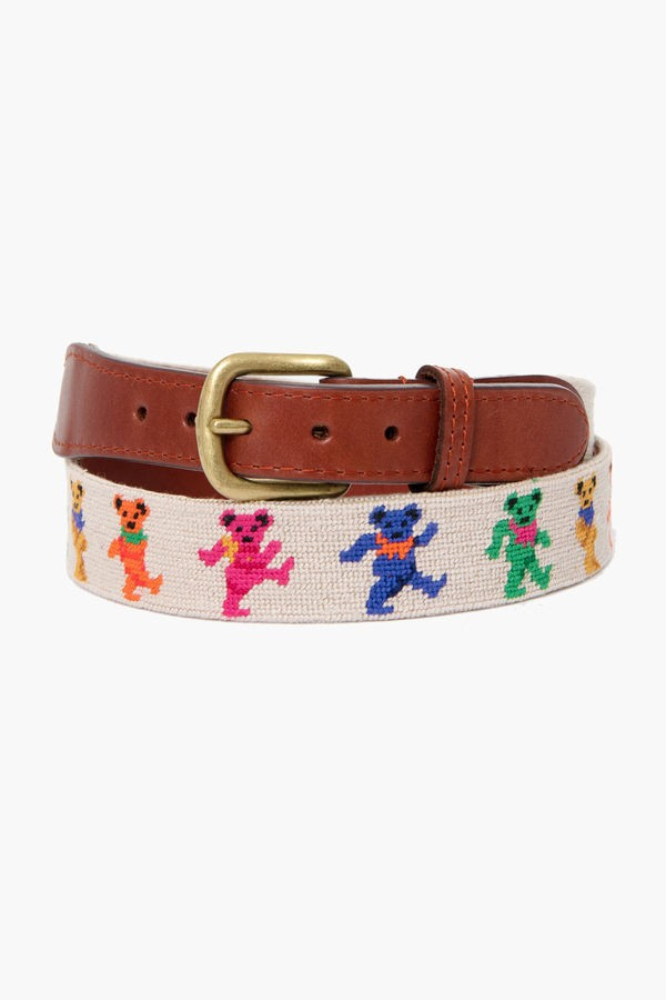 Oatmeal Dancing Bears Needlepoint Belt | Tuckernuck (US)