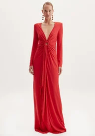 Vestido Vermelho Lança Perfume Franzido Longo | ZZ Mall (BR)