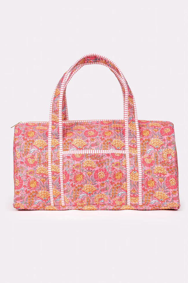 Avery Pink Floral Quilted Weekender | Pink Lily