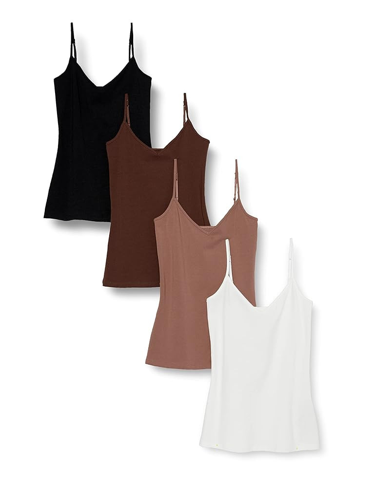 Amazon Essentials Women's Slim-Fit Knit V-Neck Layering Cami (Available in Plus Size), Pack of 4 | Amazon (US)