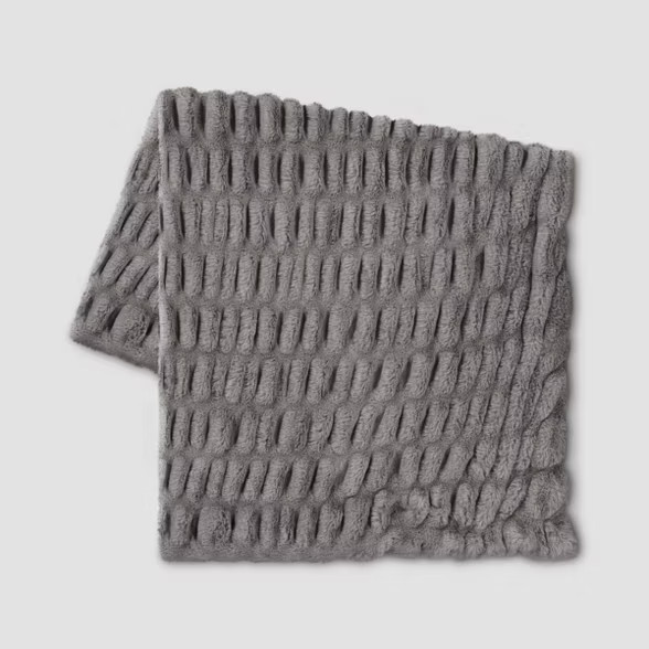 50"x60" Ruched Faux Rabbit Fur Throw Blanket - Threshold™ | Target