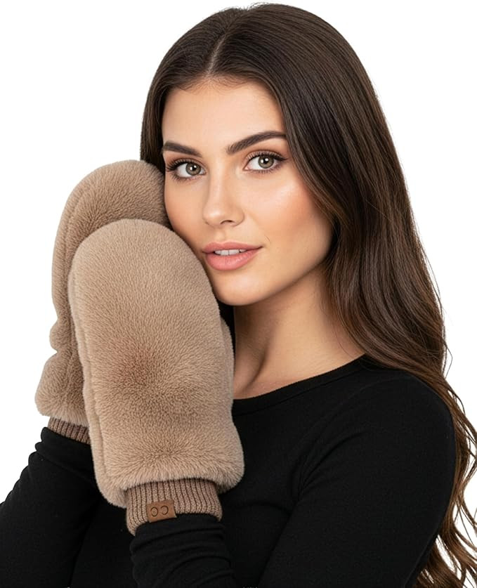 Funky Junque Faux Fur Flip Mittens Womens Warm Convertible Fingerless Gloves | Amazon (US)
