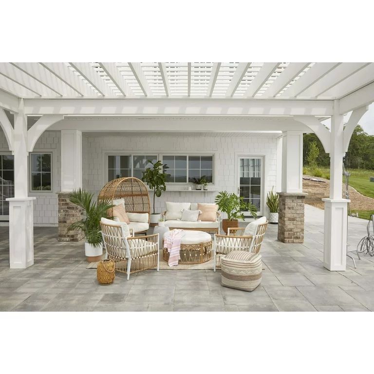 Better Homes & Gardens Lilah 4-Piece Outdoor Wicker Stationary Conversation Set, Off-White | Walmart (US)