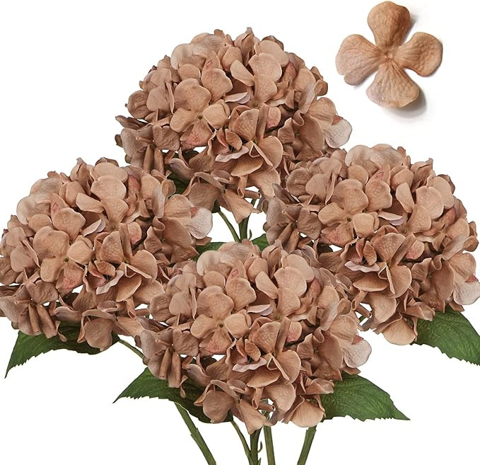 DILATATA 4 Pcs Dried Touch Hydrangeas Artificial Flowers 17" Tall Large Silk Hydrangea Stems Fake... | Amazon (US)