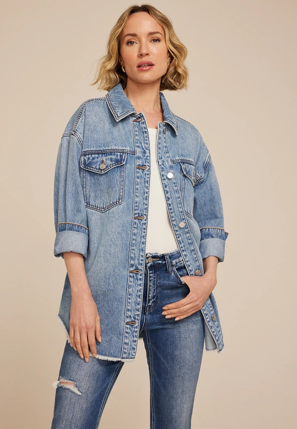 Raw Hem Denim Shacket | Maurices