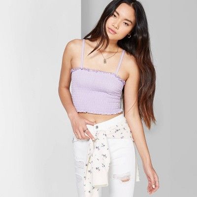 Women's Square Neck Smocked Tube Cami Tank Top - Wild Fable™ Lilac | Target