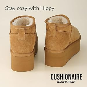 CUSHIONAIRE Hippy Women’s Platform Ankle Boots – Genuine Suede, Faux Fur Lining, Cozy Winter ... | Amazon (US)