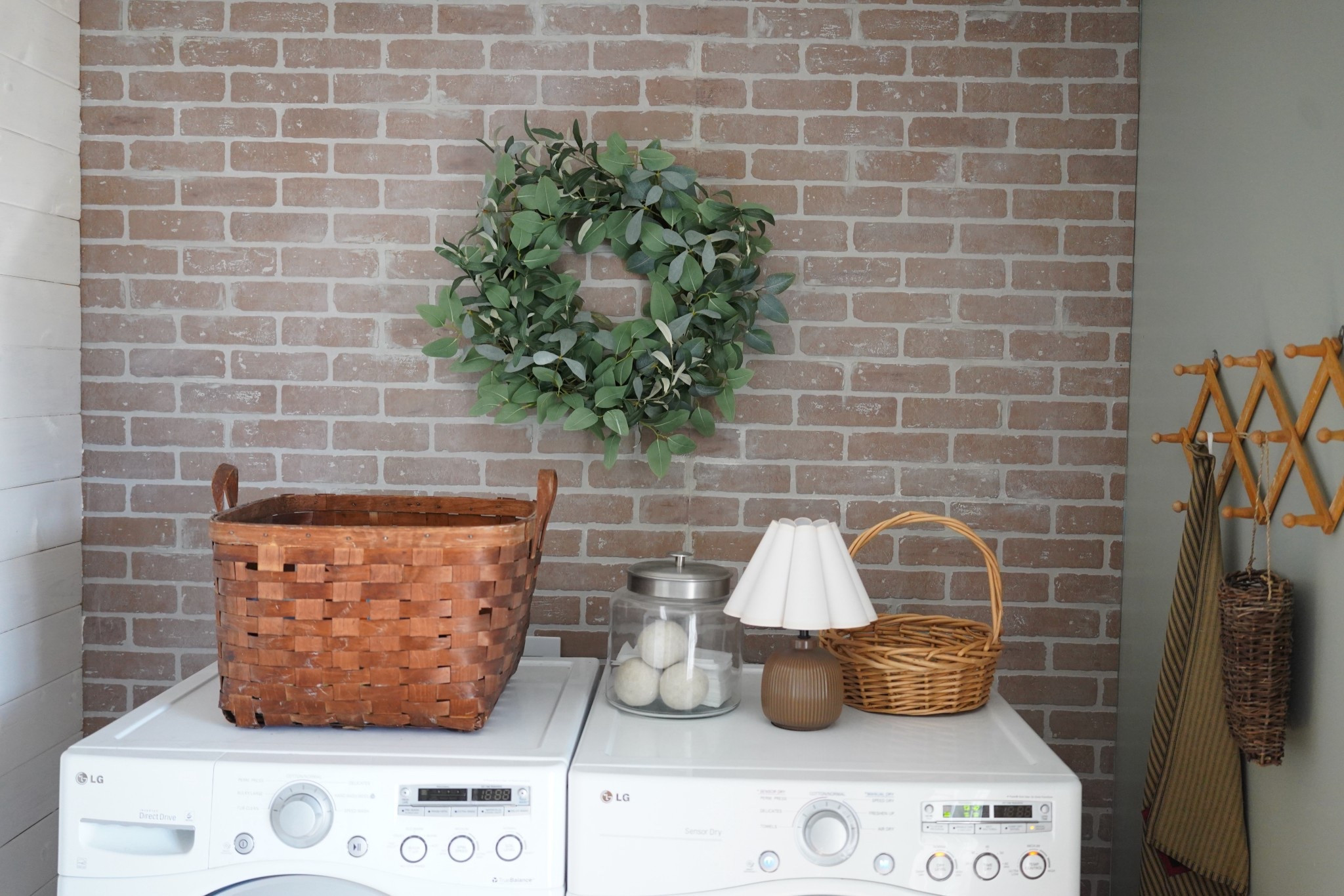 Laundry room decor ideas! Laundry room. Greenery. Green wreath. Target finds. 

#LTKHome